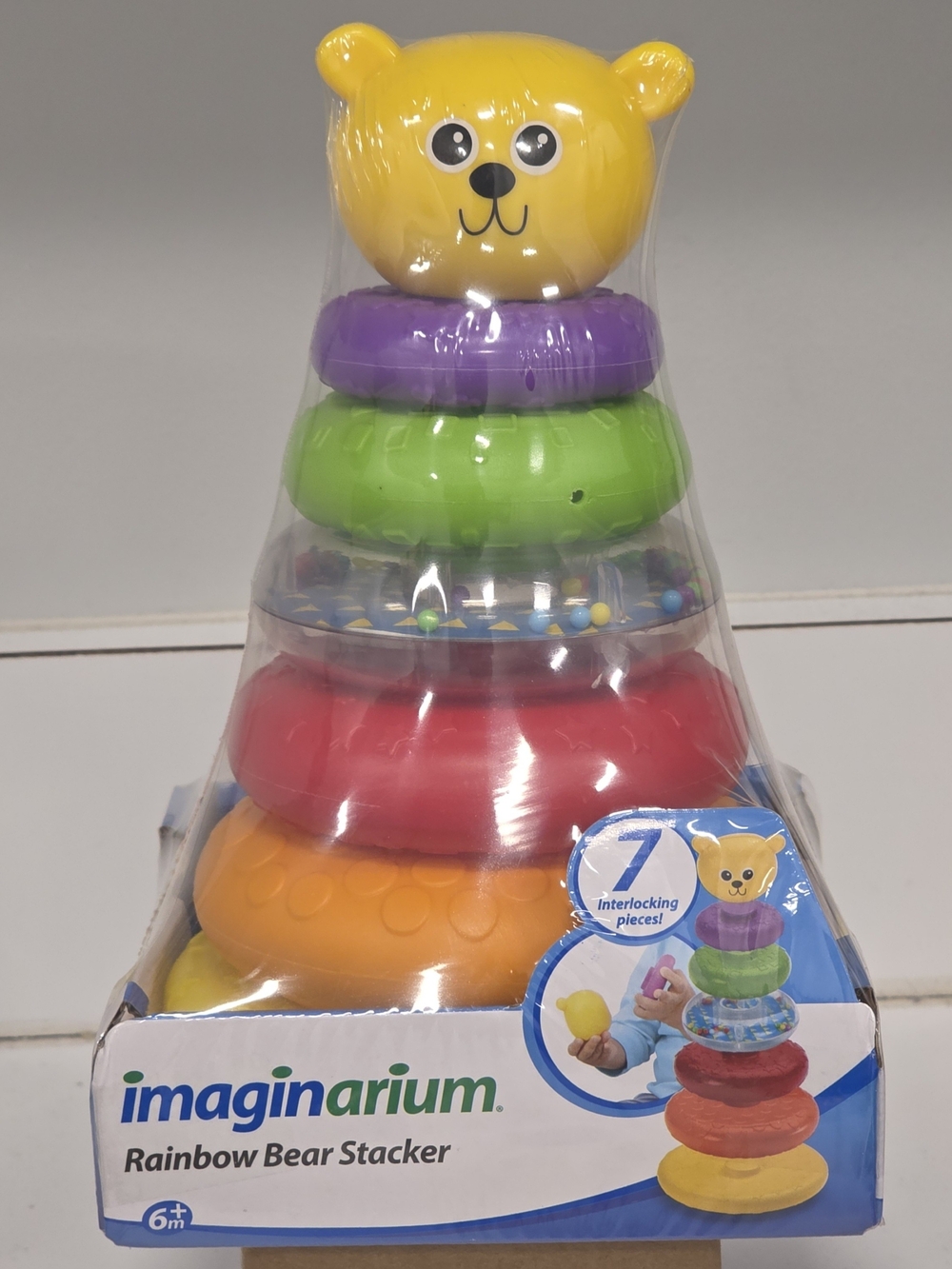 Imaginarium Yellow Bear Rainbow Stacker - Colorful Learning Rings